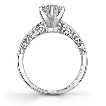 Round Brilliant Moissanite Channel Scroll Engagement Ring,0.28ct