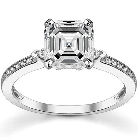 Round & Trillion Moissanite Engagement Ring, 0.28ct