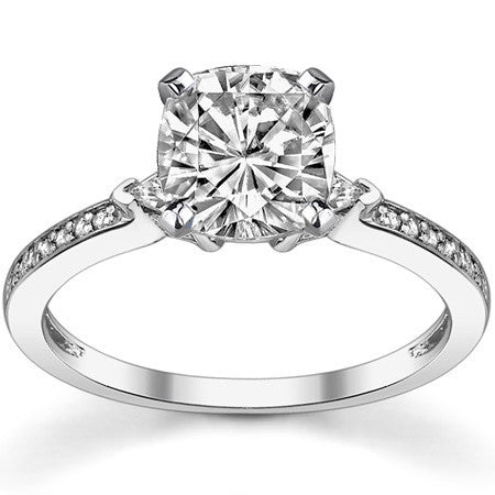 Round & Trillion Moissanite Engagement Ring, 0.28ct