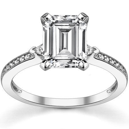 Round & Trillion Moissanite Engagement Ring, 0.28ct