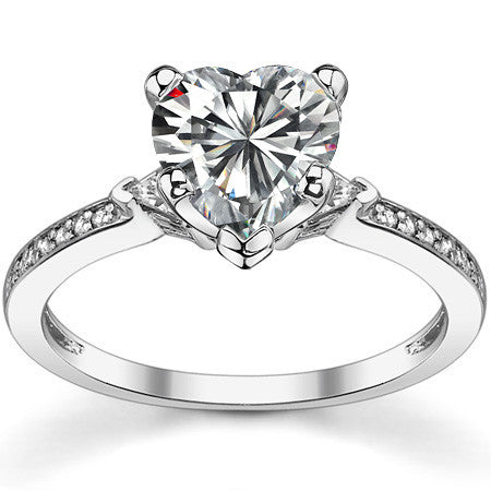 Round & Trillion Moissanite Engagement Ring, 0.28ct