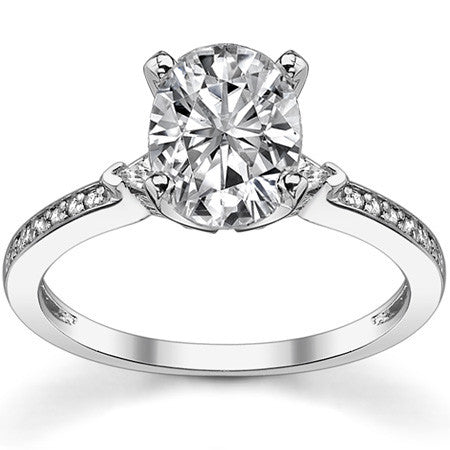 Round & Trillion Moissanite Engagement Ring, 0.28ct