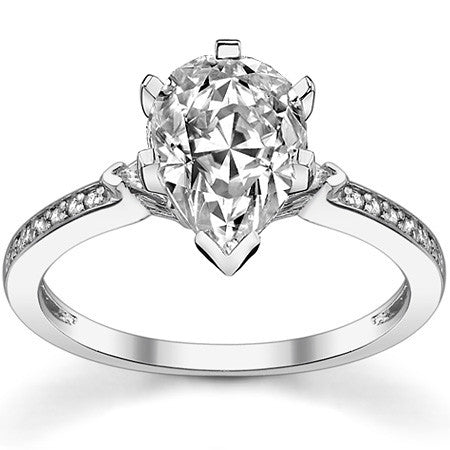 Round & Trillion Moissanite Engagement Ring, 0.28ct