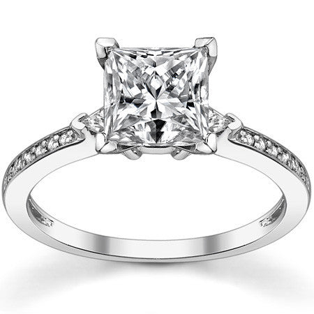 Round & Trillion Moissanite Engagement Ring, 0.28ct