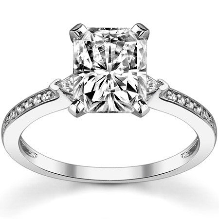 Round & Trillion Moissanite Engagement Ring, 0.28ct