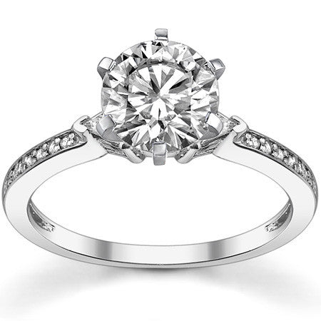 Round & Trillion Moissanite Engagement Ring, 0.28ct