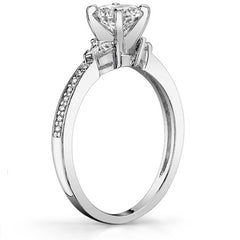 Round & Trillion Moissanite Engagement Ring, 0.28ct