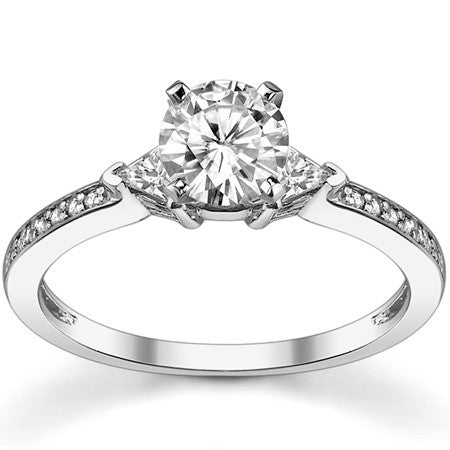 Round & Trillion Moissanite Engagement Ring, 0.28ct