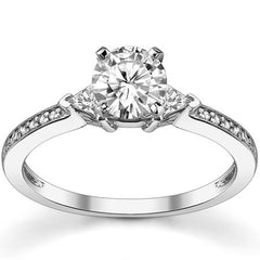 Round & Trillion Moissanite Engagement Ring, 0.28ct