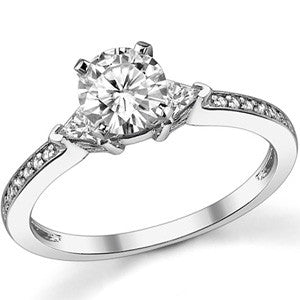 Round & Trillion Moissanite Engagement Ring, 0.28ct