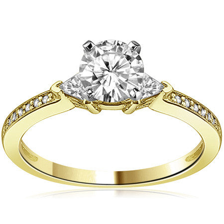 Round & Trillion Moissanite Engagement Ring, 0.28ct