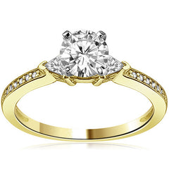 Round & Trillion Moissanite Engagement Ring, 0.28ct