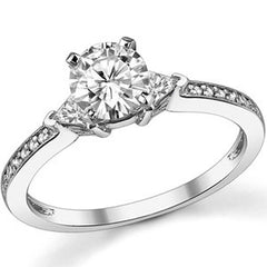 Round & Trillion Moissanite Engagement Ring, 0.28ct