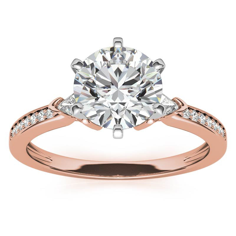 Round & Trillion Moissanite Engagement Ring, 0.28ct