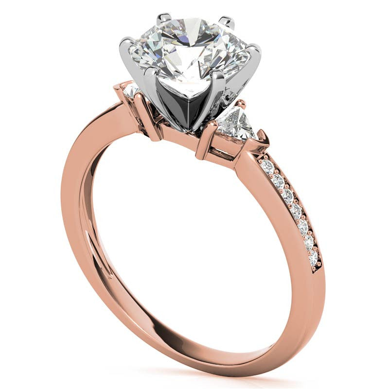 Round & Trillion Moissanite Engagement Ring, 0.28ct