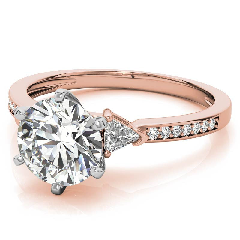 Round & Trillion Moissanite Engagement Ring, 0.28ct