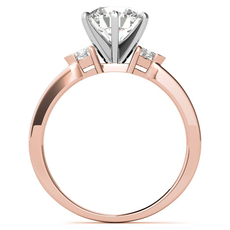 Round & Trillion Moissanite Engagement Ring, 0.28ct