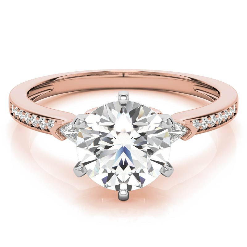 Round & Trillion Moissanite Engagement Ring, 0.28ct