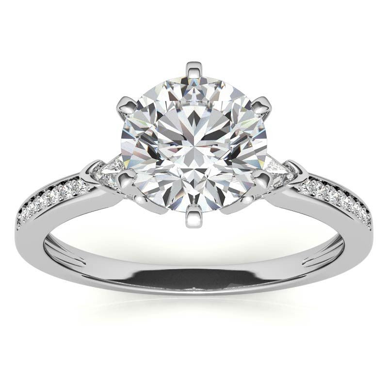 Round & Trillion Moissanite Engagement Ring, 0.28ct