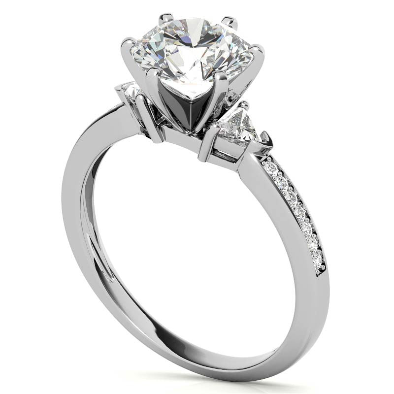 Round & Trillion Moissanite Engagement Ring, 0.28ct