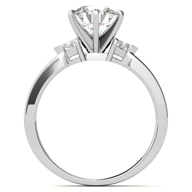 Round & Trillion Moissanite Engagement Ring, 0.28ct