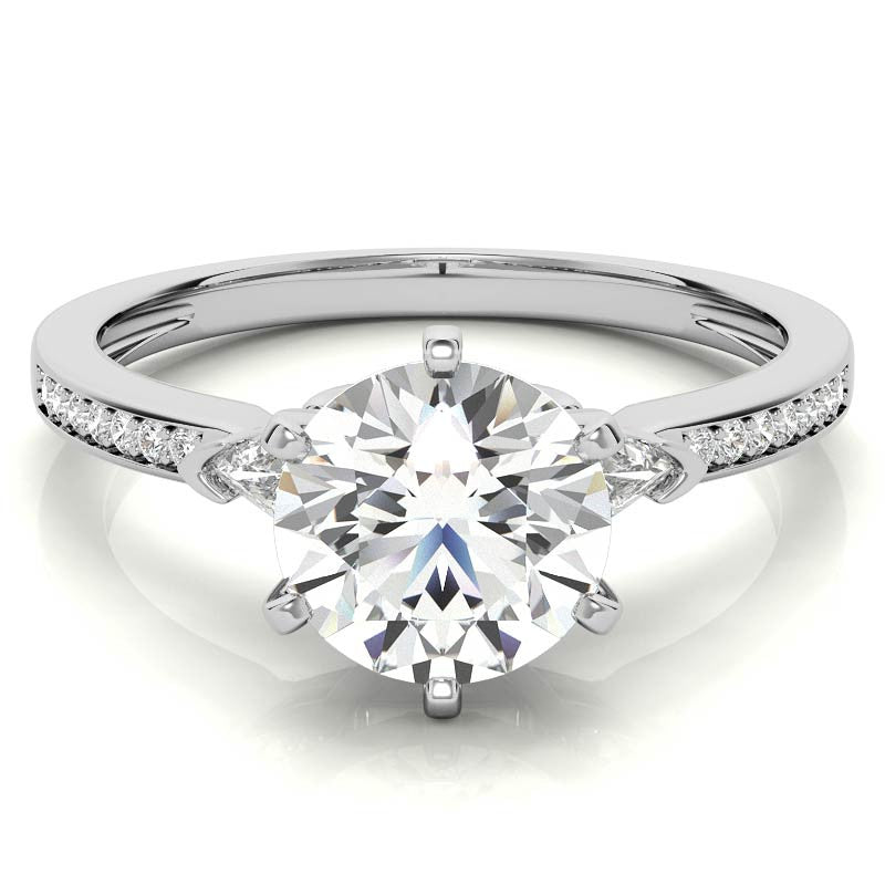 Round & Trillion Moissanite Engagement Ring, 0.28ct