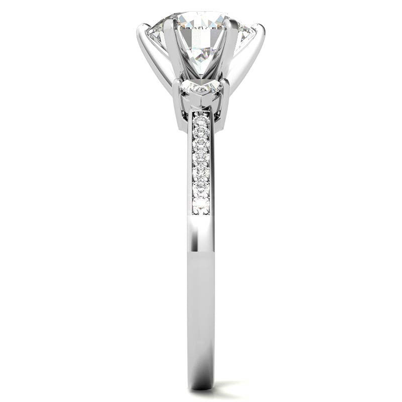 Round & Trillion Moissanite Engagement Ring, 0.28ct