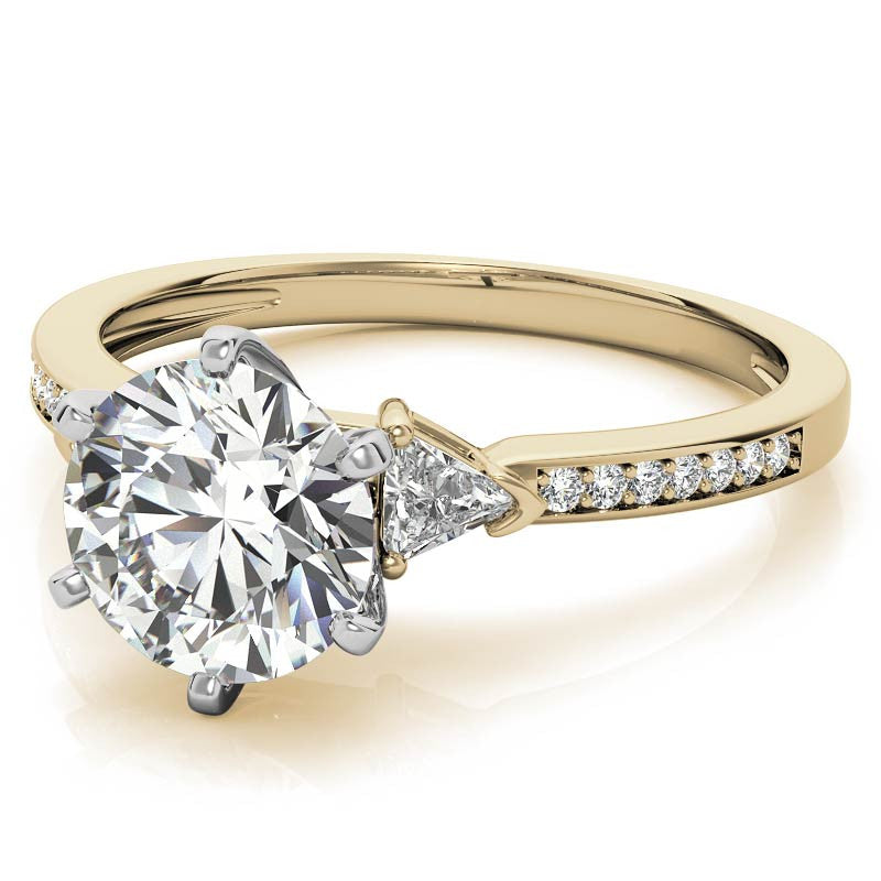 Round & Trillion Moissanite Engagement Ring, 0.28ct