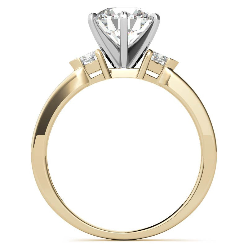 Round & Trillion Moissanite Engagement Ring, 0.28ct
