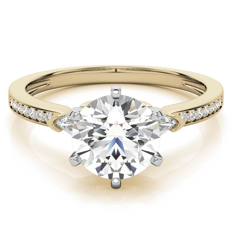Round & Trillion Moissanite Engagement Ring, 0.28ct