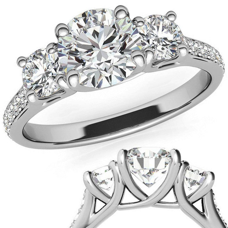 Petite Three-Stone Trellis Moissanite Engagement Ring