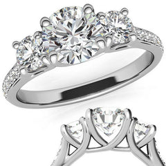 Petite Three-Stone Trellis Moissanite Engagement Ring