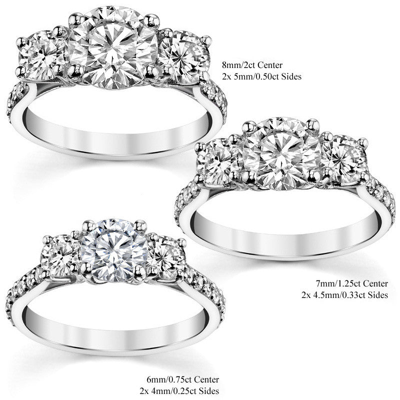 Petite Three-Stone Trellis Moissanite Engagement Ring