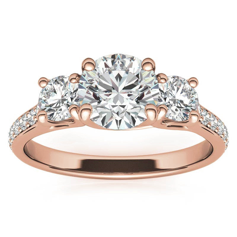 Petite Three-Stone Trellis Moissanite Engagement Ring