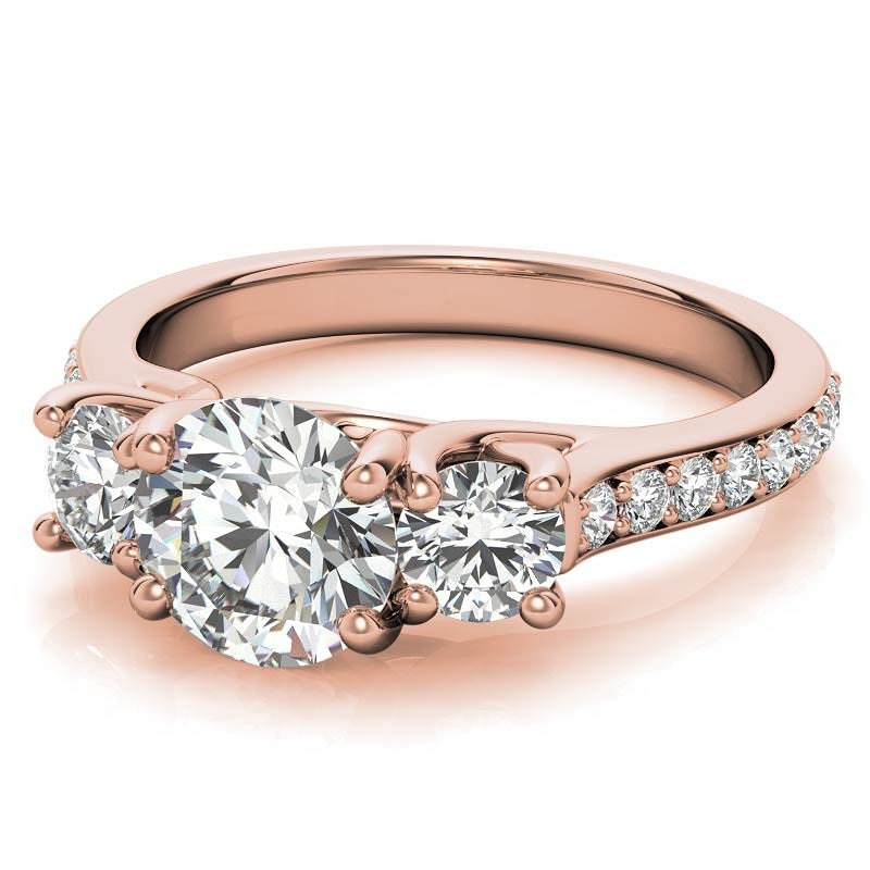 Petite Three-Stone Trellis Moissanite Engagement Ring