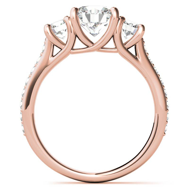 Petite Three-Stone Trellis Moissanite Engagement Ring
