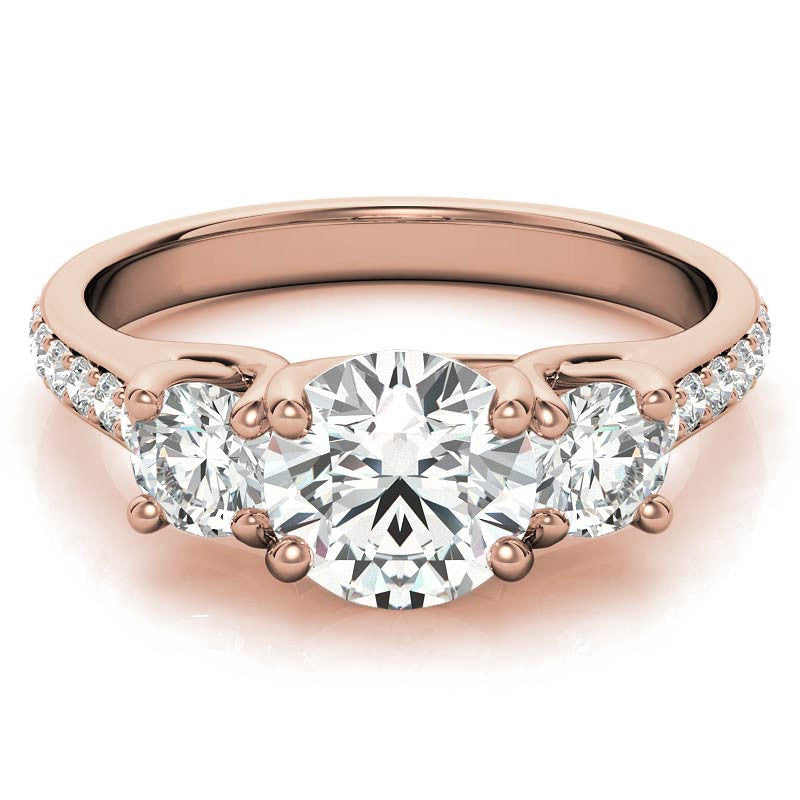 Petite Three-Stone Trellis Moissanite Engagement Ring