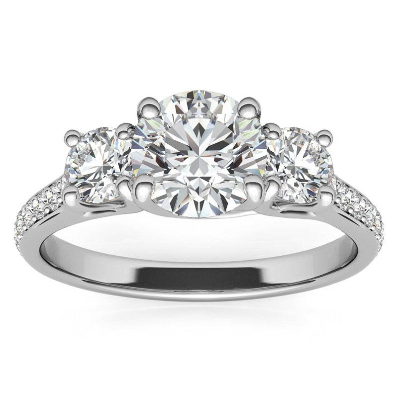 Petite Three-Stone Trellis Moissanite Engagement Ring