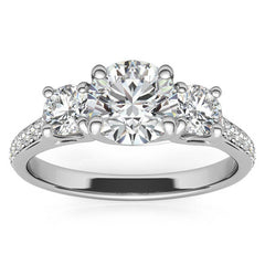 Petite Three-Stone Trellis Moissanite Engagement Ring