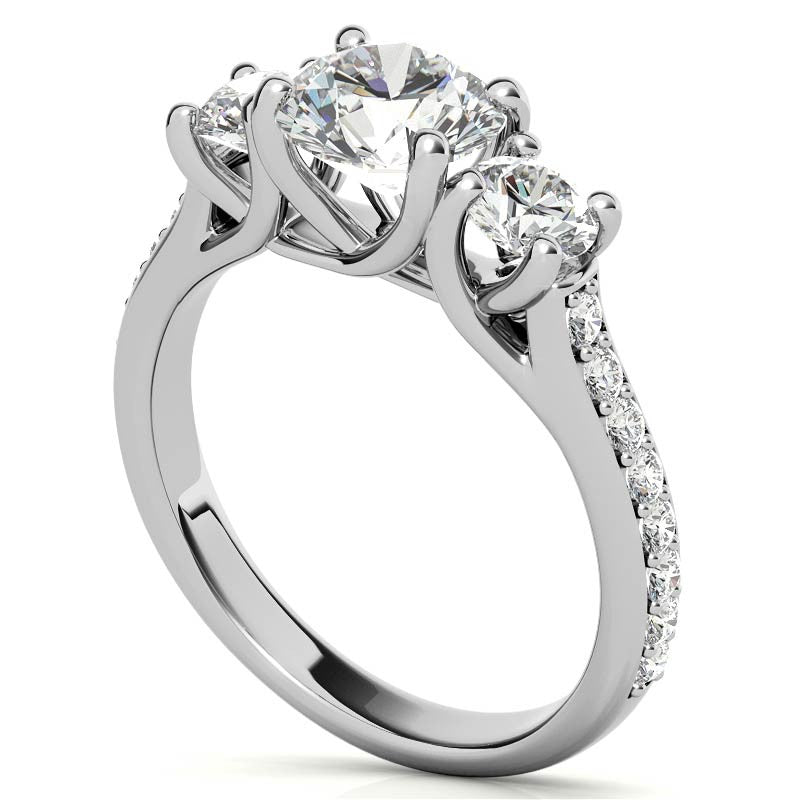 Petite Three-Stone Trellis Moissanite Engagement Ring