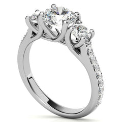 Petite Three-Stone Trellis Moissanite Engagement Ring