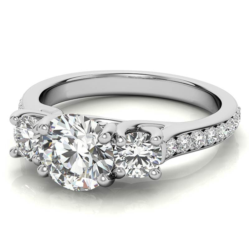 Petite Three-Stone Trellis Moissanite Engagement Ring