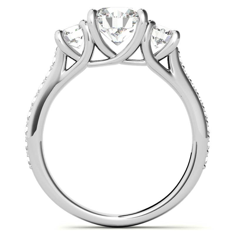 Petite Three-Stone Trellis Moissanite Engagement Ring