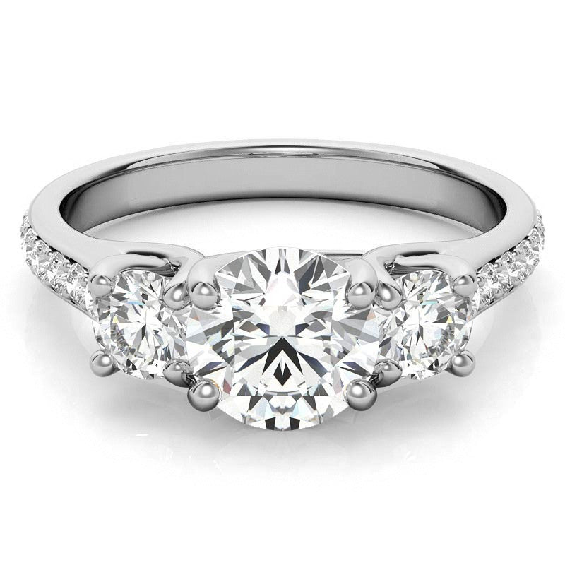 Petite Three-Stone Trellis Moissanite Engagement Ring