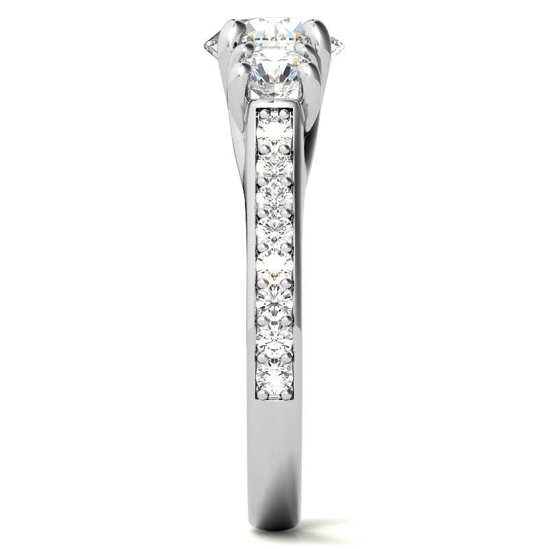 Petite Three-Stone Trellis Moissanite Engagement Ring