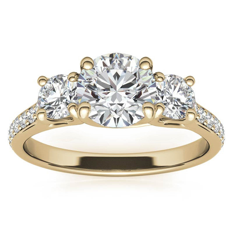 Petite Three-Stone Trellis Moissanite Engagement Ring