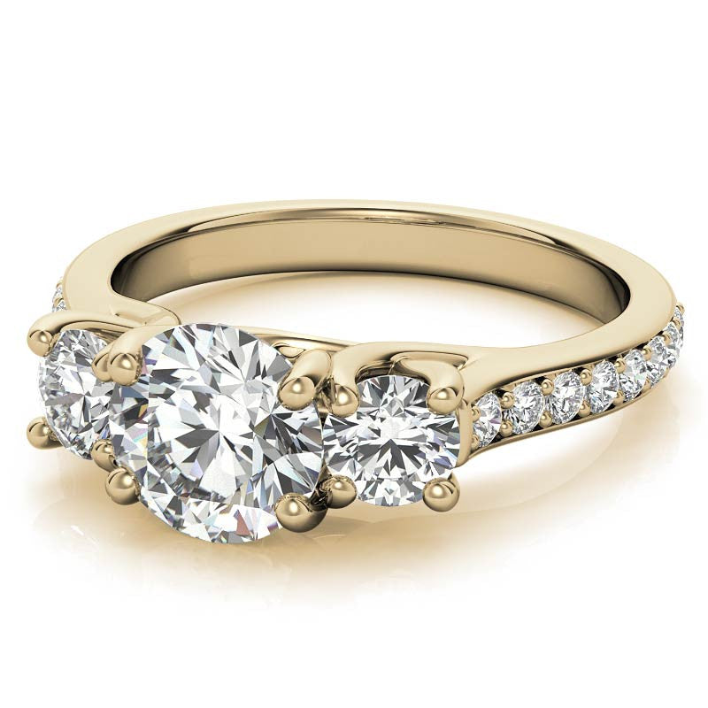 Petite Three-Stone Trellis Moissanite Engagement Ring