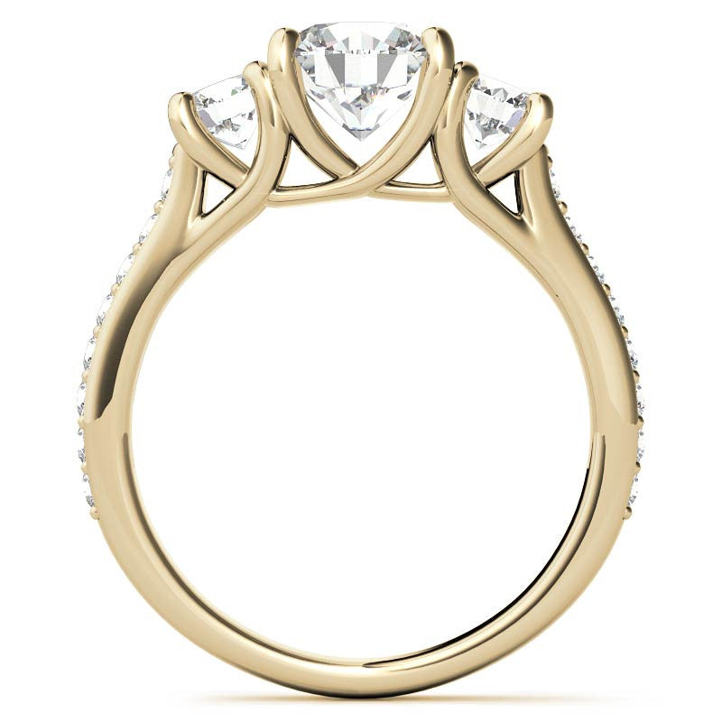 Petite Three-Stone Trellis Moissanite Engagement Ring