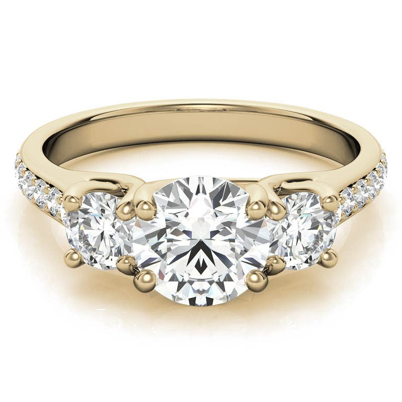 Petite Three-Stone Trellis Moissanite Engagement Ring