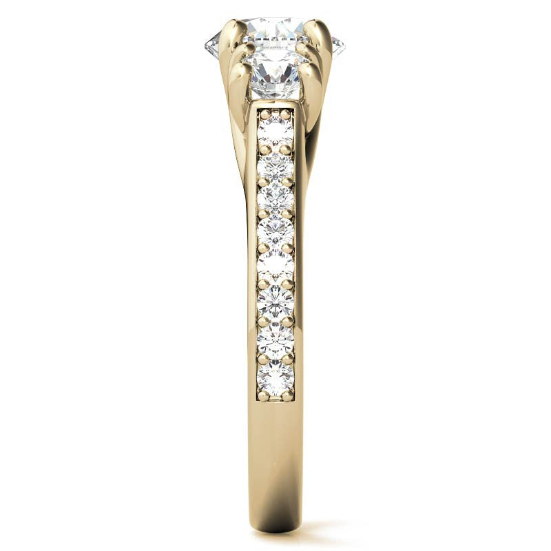 Petite Three-Stone Trellis Moissanite Engagement Ring
